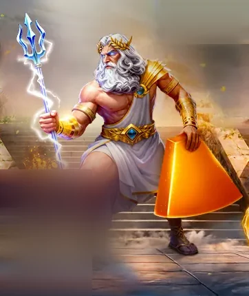 Zeus con el tridente, arte de una tragamonedas del lobby